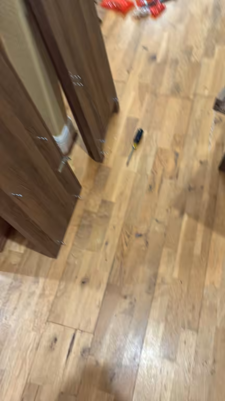 Furniture assembly hardware and cabinet parts
