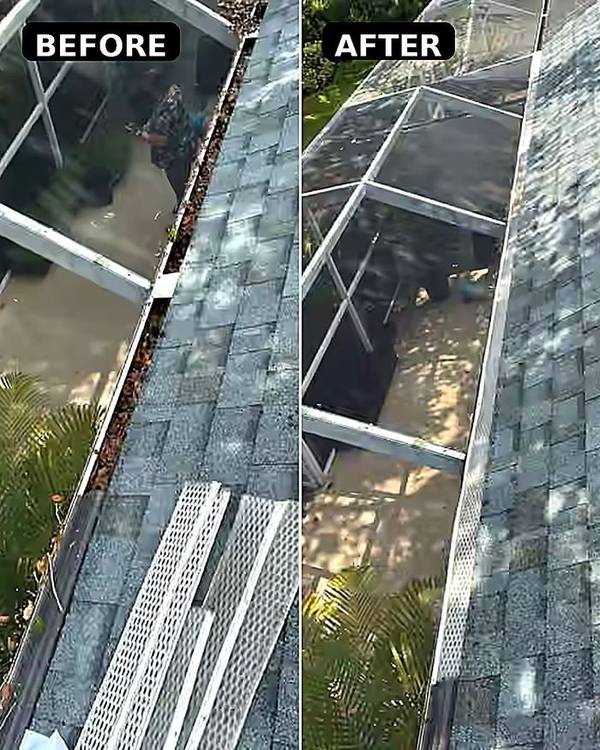 Gutter cleaning before and after in Naples FL