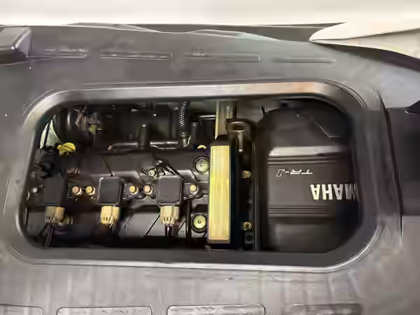 Yamaha WaveRunner engine bay opened for maintenance