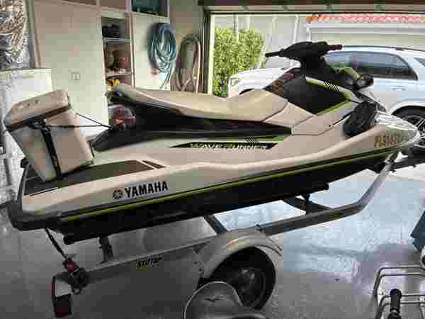Yamaha WaveRunner side view during service inspection